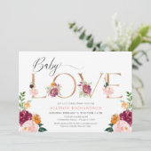 ベビーラブバラ金ゴールドブルゴーニュ赤面ガールシャワー 招待状 (スタンド正面)