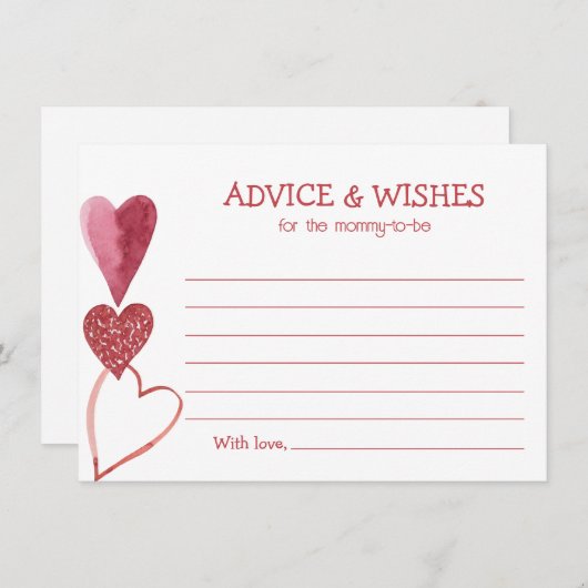 ベビーラブバレンタインテーマベビーシャワー招待状 エンクロージャーカード (正面/裏面)