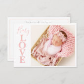 ベビーラブピンクタイポグラフィ写真誕生発表 (正面/裏面)
