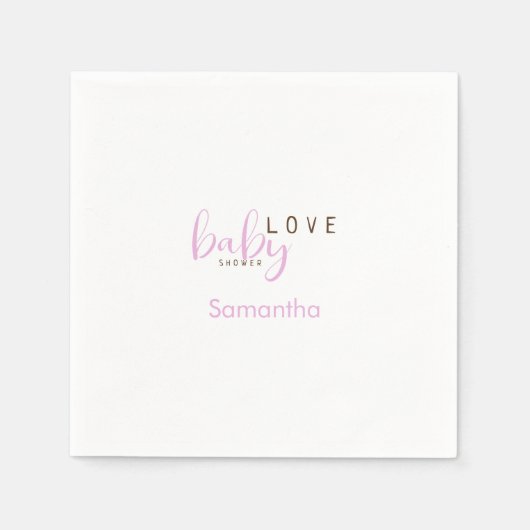 ベビーラブピンクベビーガールシャワーカクテル スタンダードカクテルナプキン (正面)