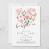 ベビーラブフローラハートガールベビーシャワー 招待状 (正面)