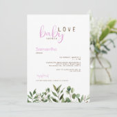 ベビーラブボタニカルピンクベビーガールシャワー 招待状 (スタンド正面)