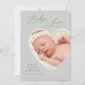 ベビーラブ ニュートラルハート フォト 出生発表 招待状 (正面)