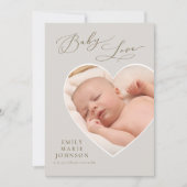 ベビーラブ ハート型写真 出生発表 招待状 (正面)