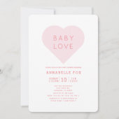 ベビーラブ | ピンクのハートバレンタインデーの赤ちゃんシャワー 招待状 (正面)