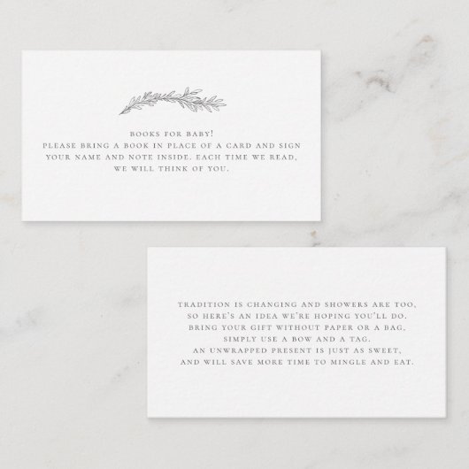 ベビーラベル・ディスプレイシャワー用の本 エンクロージャーカード (正面/裏面)