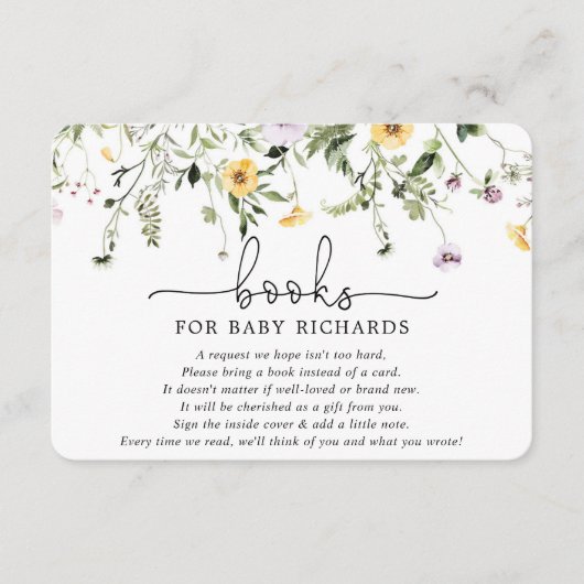 ベビーラベンダーイエロー春野生の花のための本 エンクロージャーカード (正面)