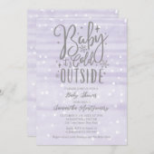 ベビーラベンダーベビーシャワー外は寒い 招待状 (正面/裏面)