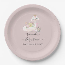 ベビーラマ白とピンクの花が愛らしい ペーパープレート