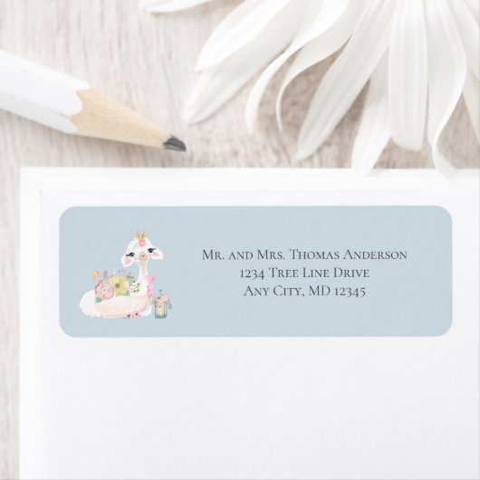 ベビーラマ花白と青の男の赤ちゃん ラベル (インサイチュ)