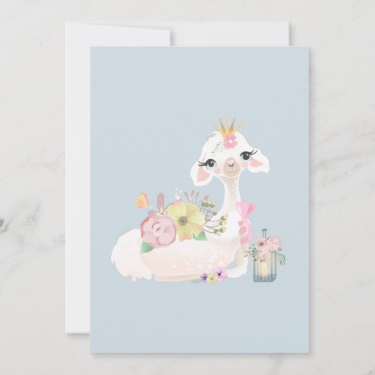 ベビーラマ花白と青の男の赤ちゃん 招待状 (裏面)