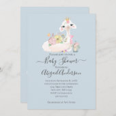 ベビーラマ花白と青の男の赤ちゃん 招待状 (正面/裏面)