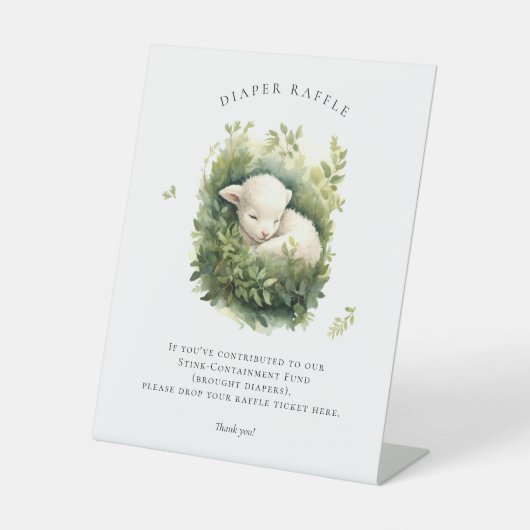 ベビーラムおむつラッフルサイン赤ちゃんシャワー 台座サイン (正面)