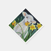 ベビーラムと春ダッフォジルウォータカラーアート スタンダードカクテルナプキン (角)