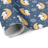 ベビーラムオンムーンブルー男女兼用パターン ラッピングペーパー (ロールコーナー)