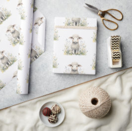 ベビーラムヒツジの水の色ベビーシャワー ラッピングペーパー