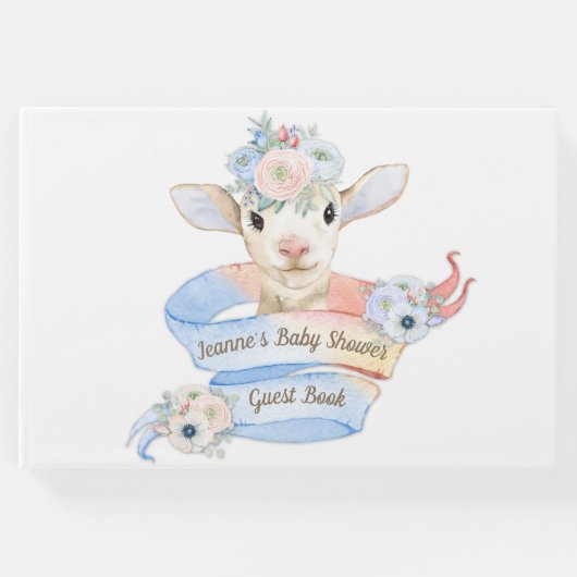 ベビーラムピンクブルー男女兼用リビール ゲストブック (正面)