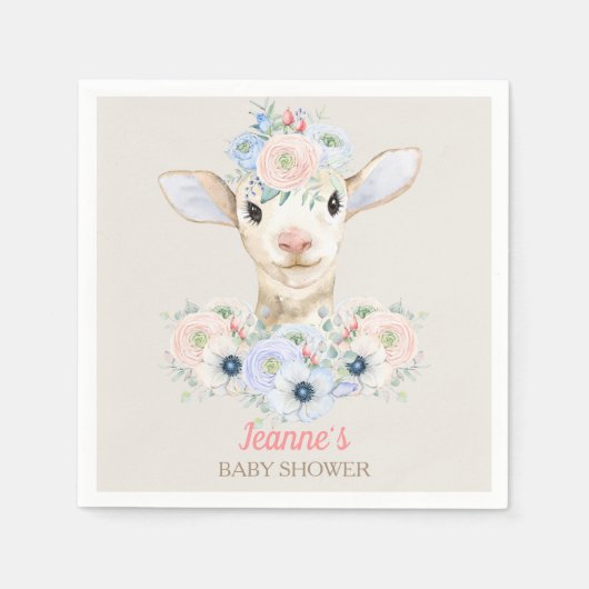 ベビーラムピンクブルー男女兼用リビール スタンダードカクテルナプキン (正面)