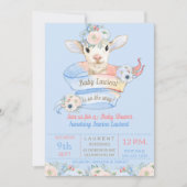 ベビーラムピンクブルー男女兼用リビール 招待状 (正面)