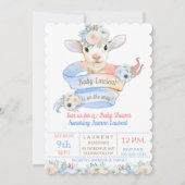 ベビーラムピンクブルー男女兼用リビール 招待状 (正面)