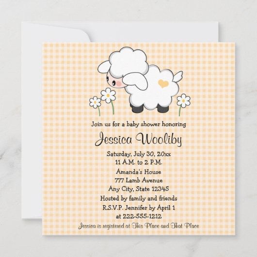 ベビーラムベビーシャワー招待状 男女兼用 招待状 (正面)