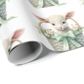 ベビーラムinバスケット水色ベビーシャワー ラッピングペーパー (ロールコーナー)