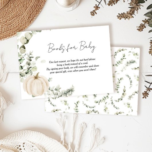 ベビーリトルカボチャ赤ちゃんシャワー用の本 エンクロージャーカード
