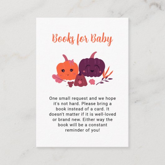 ベビーリトルカボチャ赤ちゃんシャワーQRコード エンクロージャーカード (正面)