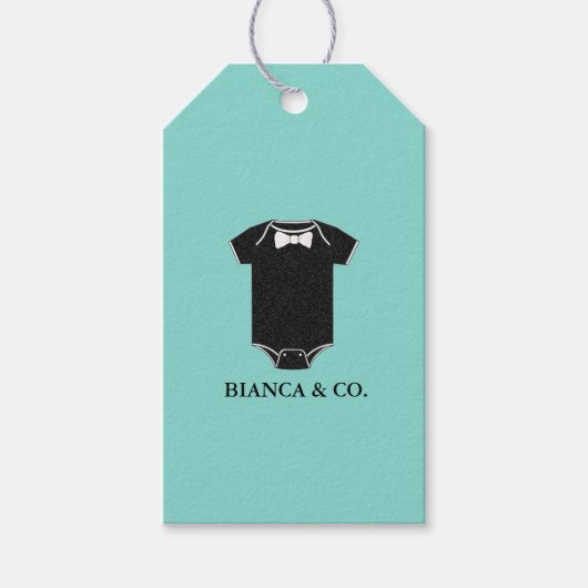 ベビーリトルマンタキシードシャワー散水パーティー ギフトタグ (正面)