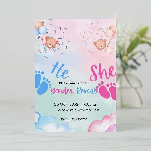 ベビーリビールシャワー 箔招待状 (立ち正面)