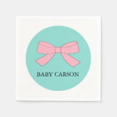 ベビーリビールピンク&ブルー散水シャワーパーティー スタンダードカクテルナプキン (正面)