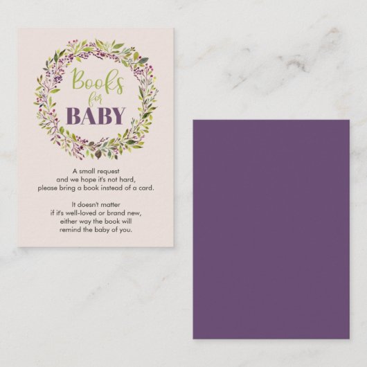 ベビーリースベビーシャワー用ブック エンクロージャーカード (正面/裏面)