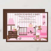 ベビールームベビーシャワー招待状ガール 招待状 (正面/裏面)