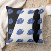 ベビールームCUTE_BLUE_WHITE_BLACK_GRAY RMDESIGNFLO55 クッション (ブランケット)