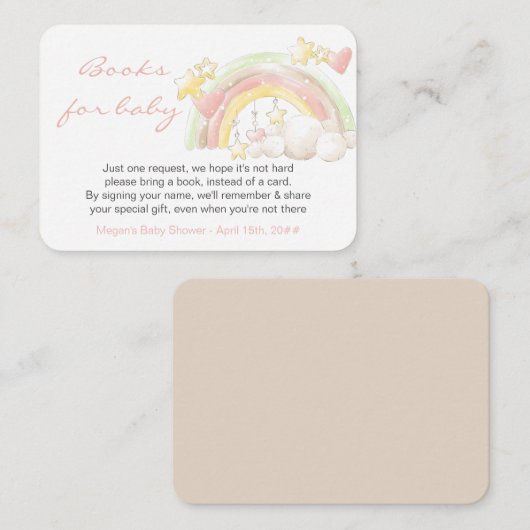 ベビーレインボーとスターのベビーシャワーにおすすめの絵本 エンクロージャーカード (正面/裏面)