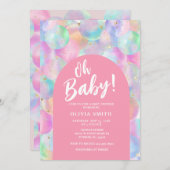 ベビーレインボーバルーンピンクアーチベビーシャワー 招待状 (正面/裏面)