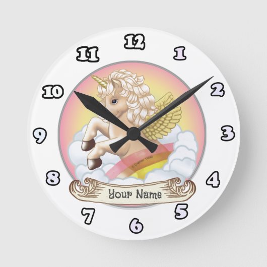 ベビーレインボーユニコーン時計 ラウンド壁時計 (正面)