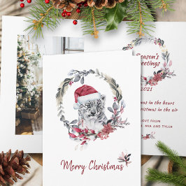 ベビーレオパード水の色ワンフォトメリークリスマス シーズンカード