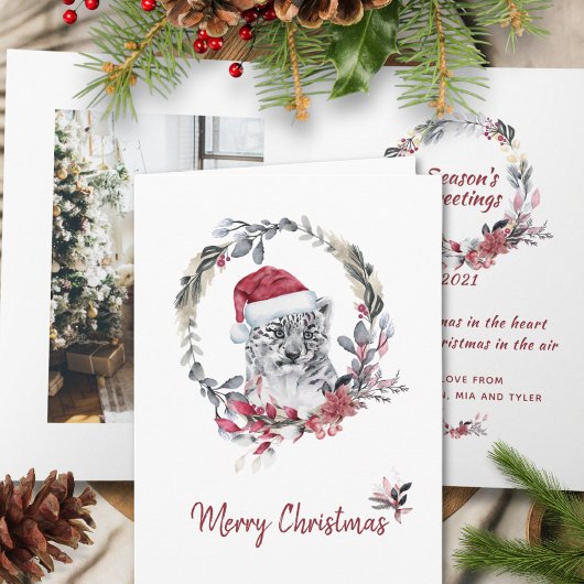 ベビーレオパード水の色ワンフォトメリークリスマス シーズンカード