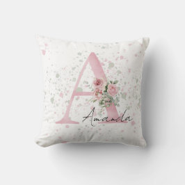 ベビーレターイニシャルと名前の水色 クッション