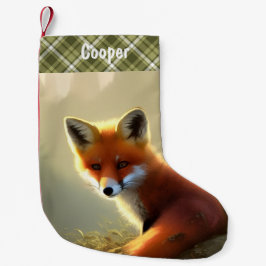 ベビーレッドキツネ野生生物ポートレート パーソナライズされた スモールクリスマスストッキング