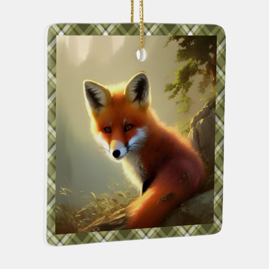 ベビーレッドキツネ野生生物ポートレート パーソナライズされた セラミックオーナメント (右)