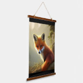 ベビーレッドキツネ野生生物ポートレート 吊り下げ型タペストリー (傾斜あり)