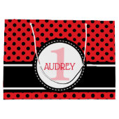 ベビーレッドラディバグ第1誕生日ベビーシャワー ラージペーパーバッグ (裏面)