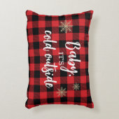 ベビーレッド・プレイドの外は寒い アクセントクッション (正面(垂直))