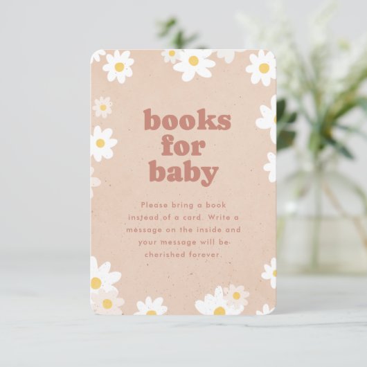 ベビーレトロデイジーベビーシャワー用の本 エンクロージャーカード (スタンド正面)