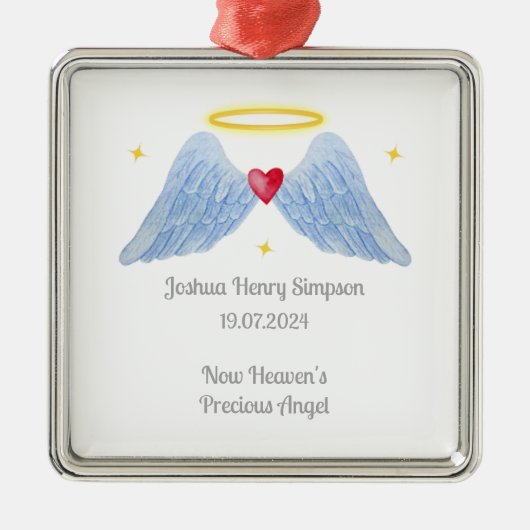 ベビーロスボーイエンジェルウィングスツリーデコレーション メタルオーナメント (正面)