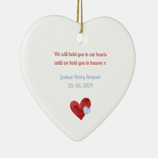 ベビーロス少年ハートメモリアルツリー装飾 セラミックオーナメント (右)