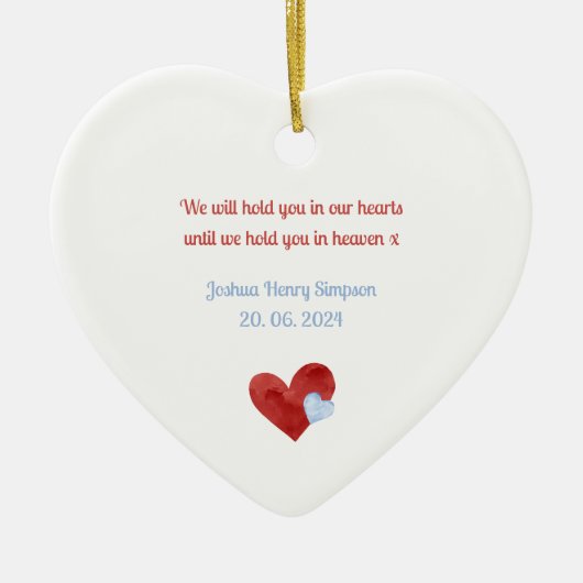 ベビーロス少年ハートメモリアルツリー装飾 セラミックオーナメント (正面)