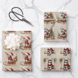 ベビーロバのクリスマスキッズ ラッピングペーパーシート